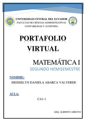 Portafolio Virtual Segundo Hemisemestre Matematica I
