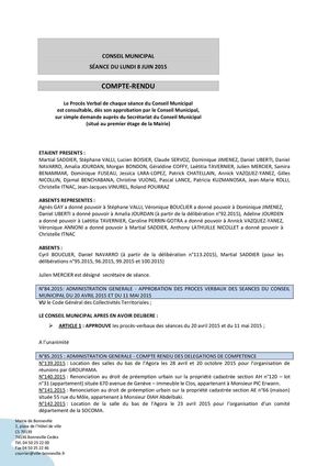 Bonneville Compte Rendu Conseil 8 Juin 2015