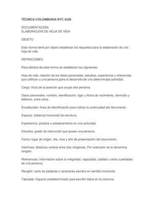 Norma técnica icontec hoja de vida 4228