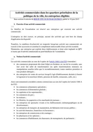 Liste Des Activités éligibles, Exclues Et Des Cas Particuliers