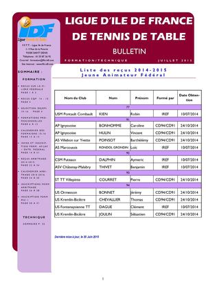 Bulletin Formation Technique Juillet 2015