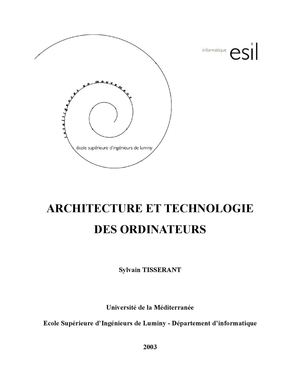 Sylvain Tisserant - Architecture Et Technologie Des Ordinateurs