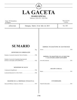 Gaceta No 135 Martes 21 De Julio 2015