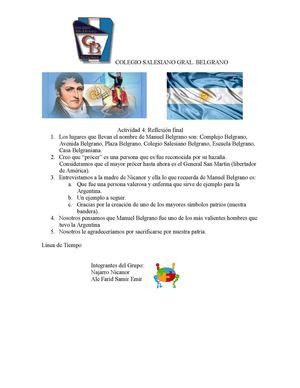 Preguntas y linea del tiempo sobre Manuel Belgrano