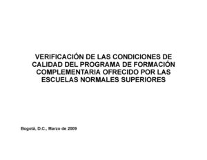 Guía De Verificación De Condiciones De Calidad Escuelas Normales
