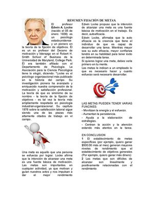 Resumen teoria fijacion de metas edwin locke