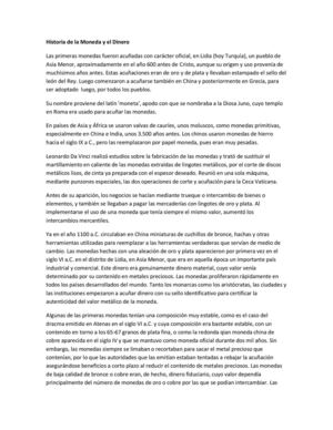 Historia De La Moneda Y El Dinero