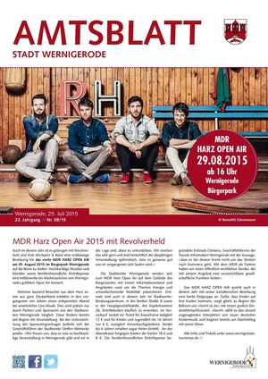 Amtsblatt der Stadt Wernigerode - Ausgabe 08 / 2015
