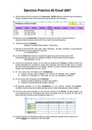 Excel 5 Enunciado