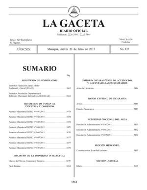 Gaceta No 137 Jueves 23 De Julio 2015
