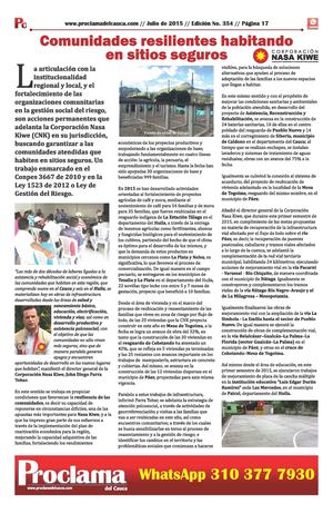 Edición No. 354 - Proclama del Cauca - Julio de 2015 - Segunda Parte