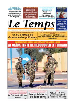 Le Temps d'Algérie Edition du Lundi 27 Juillet 2015