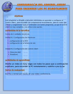 Configuración Del Control Cibert Para Encender Los Pc Remotamente