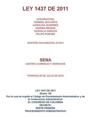 Ley 1437 De 2011