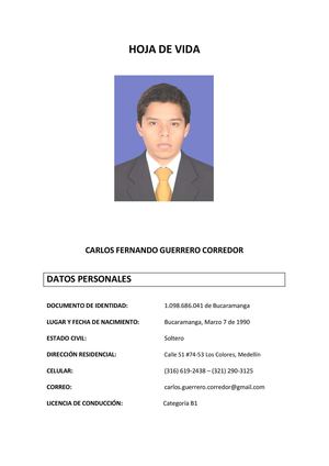 Carlos Guerrero Hoja de Vida