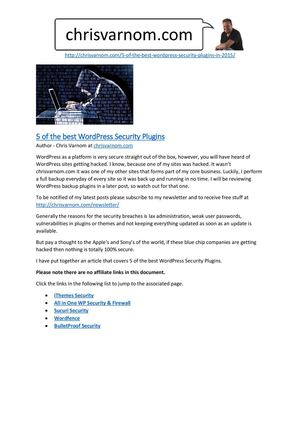 5 Of The Best Word Press Security Plugins Post