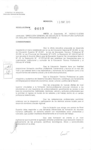 Diseño Tecnicatura Superior En Análisis Y Programación En Sistemas