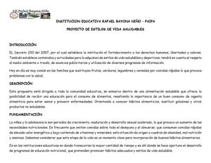 Proyecto Estilos De Vida Saludable