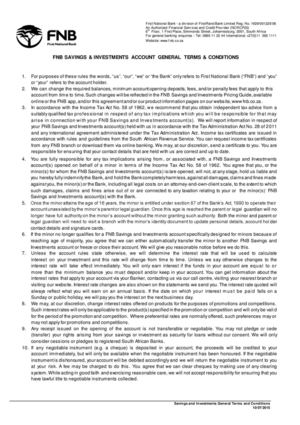 Fnb Savings And Investment Account General Terms And Conditions