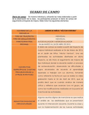 DIARIO DE CAMPO  PROFRA NORMA VERÓNICA SANDOVAL MÉNDEZ