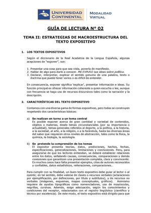 Tema Ii Estrategias De Macroestructura Del Texto Expositivo