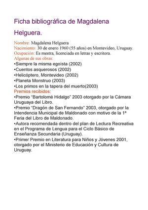 Ficha bibliográfica de Magdalena Helguera. Paula Cichero