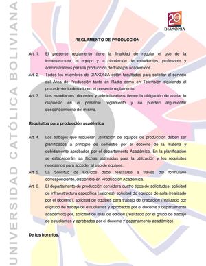 REGLAMENTO DE PRODUCCION