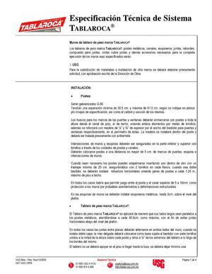 Especificación Técnica De Sistema TABLAROCA®.