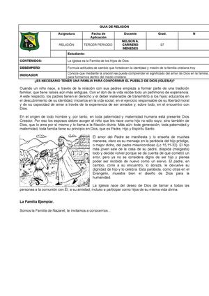 Guía # 1 La Iglesia Es La Familia De Los Hijos De Dios