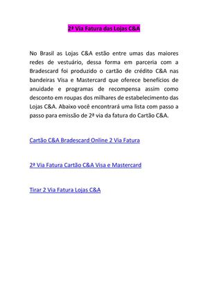 Tirar Fatura 2 Via CeA das Lojas C&A