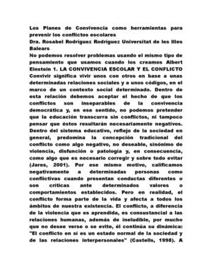 Los Planes De Convivencia Como Herramientas Para Prevenir Los Conflictos Escolares