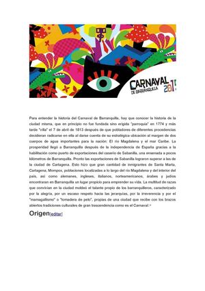Para Entender La Historia Del Carnaval De Barranquilla