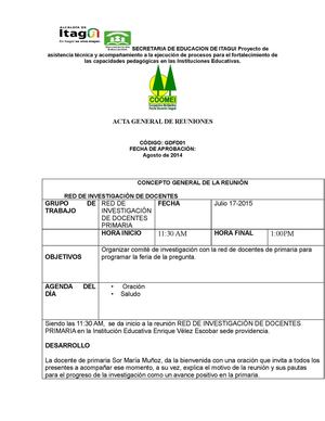 ACTA  Red De Investigaciòn Primaria