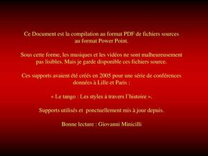 Conférence Tango : Les styles à travers l'histoire