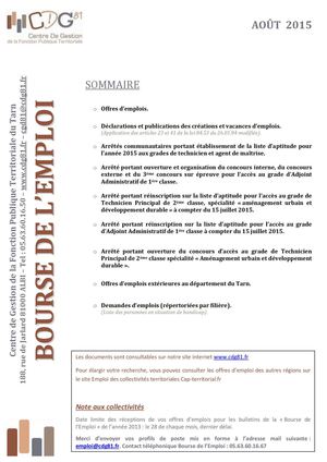 Bourse de l'emploi CDG81 - Aout 2015