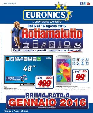Volantino Euronics Andreoli dal 6 al 16 agosto 2015