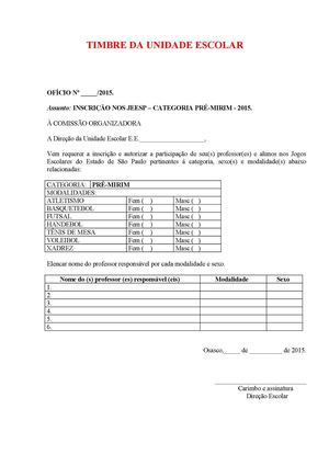 Modelo De Ofício Para Inscrição