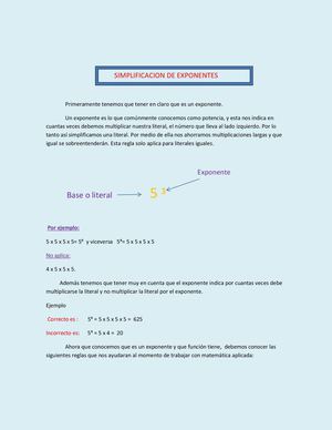 Simplificacion De Exponentes Y Radicales