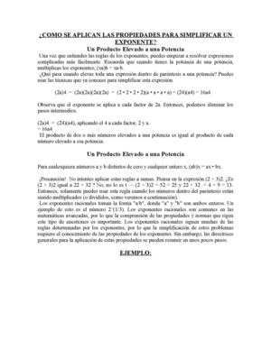 Propiedades De Simplificacion De Exponente Y Radical