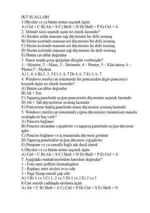 İKt Suallari