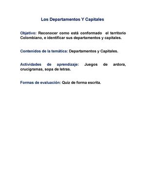 Los Departamentos Y Capitales