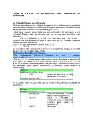 Cómo Se Aplican Las Propiedades Para Simplificar Un Exponente