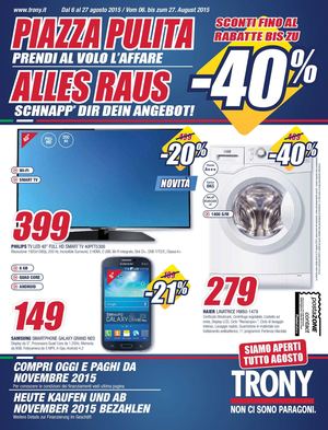 Volantino Trony dal 6 al 27 agosto 2015 P