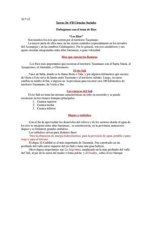 Los ríos de Tucumán