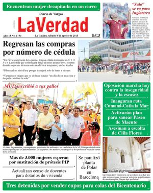 La Guaira, sábado 8 de agosto de 2015 Año 18 No. 5733