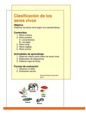 Portada Clasificacion De Los Seres Vivos