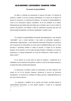 El Concepto De Gobernabilidad