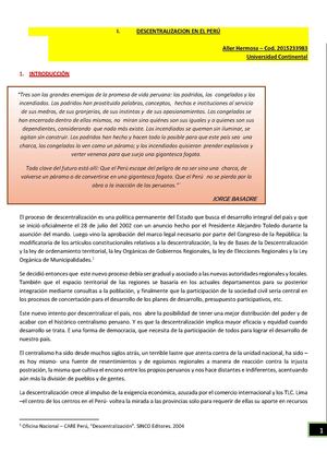 Descentralizacion En El Perú