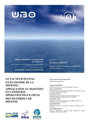 Le facteur spatial en économie de la défense : application au MCO des matériels de défense