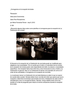 Cronograma En La Recepción De Bodas